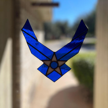 United States Air Force Stained Glass | Patriotic Blue White Suncatcher | Veteran Gift | Military Home Décor | Handmade USA Art