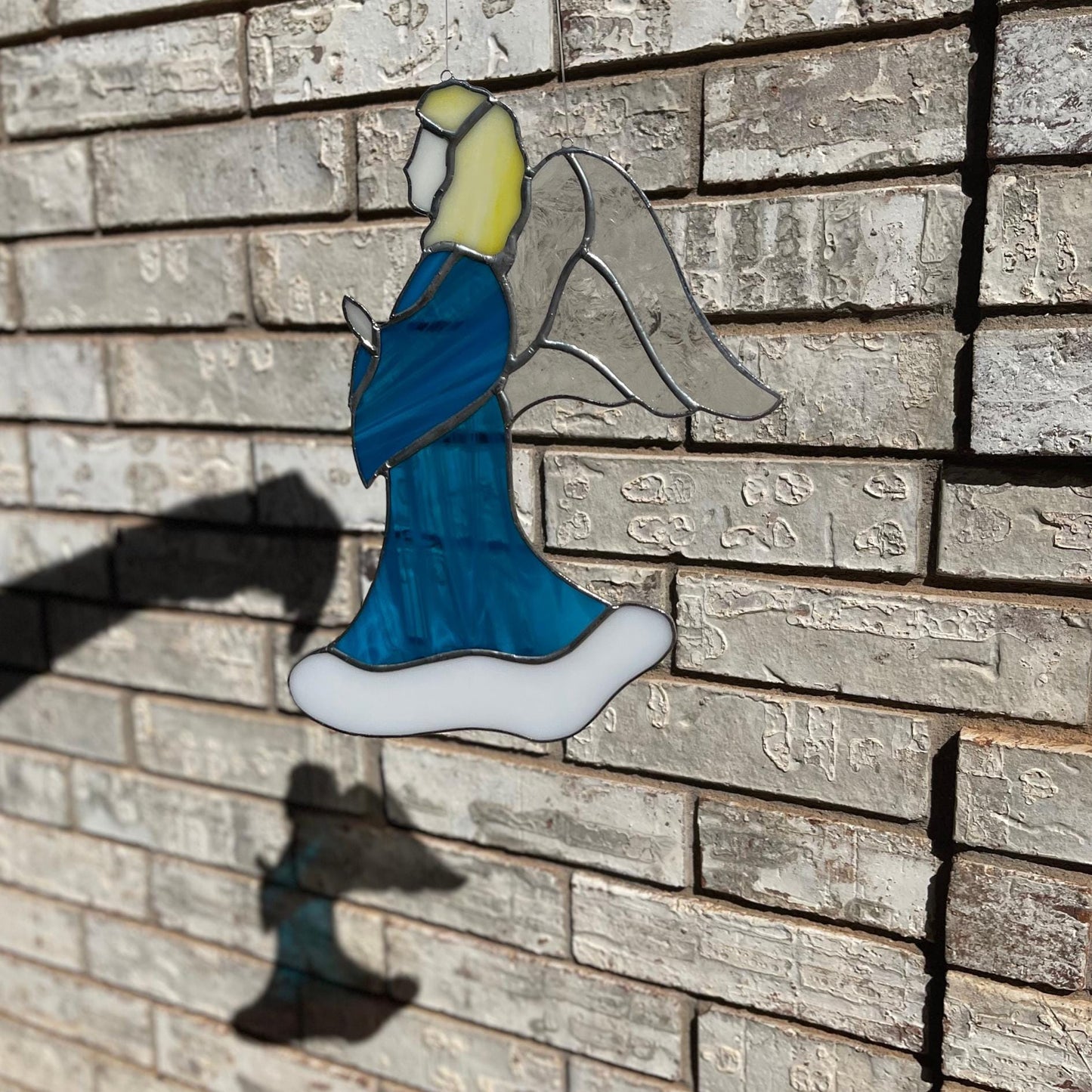 Blue Angel Stained Glass | Handmade Guardian Angel Suncatcher | Spiritual Home Décor | Memorial Gift | Faith Inspired Window Art