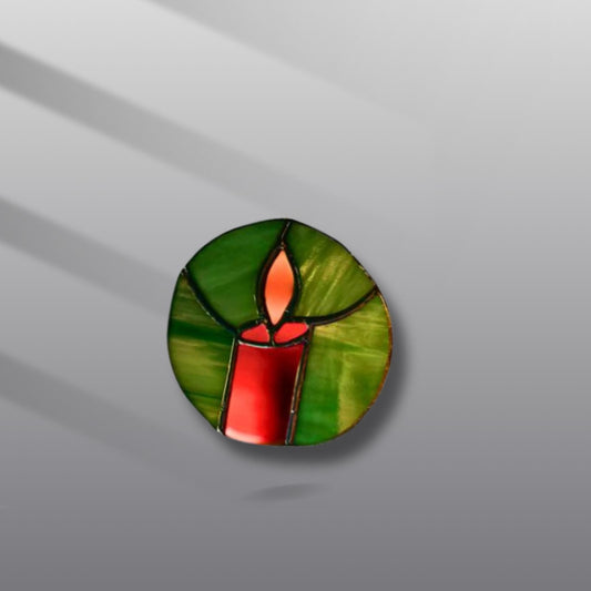 Christmas Candle Stained Glass Ornament | Handmade Holiday Suncatcher | Red Green Window Décor | Festive Gift | Winter Home Art