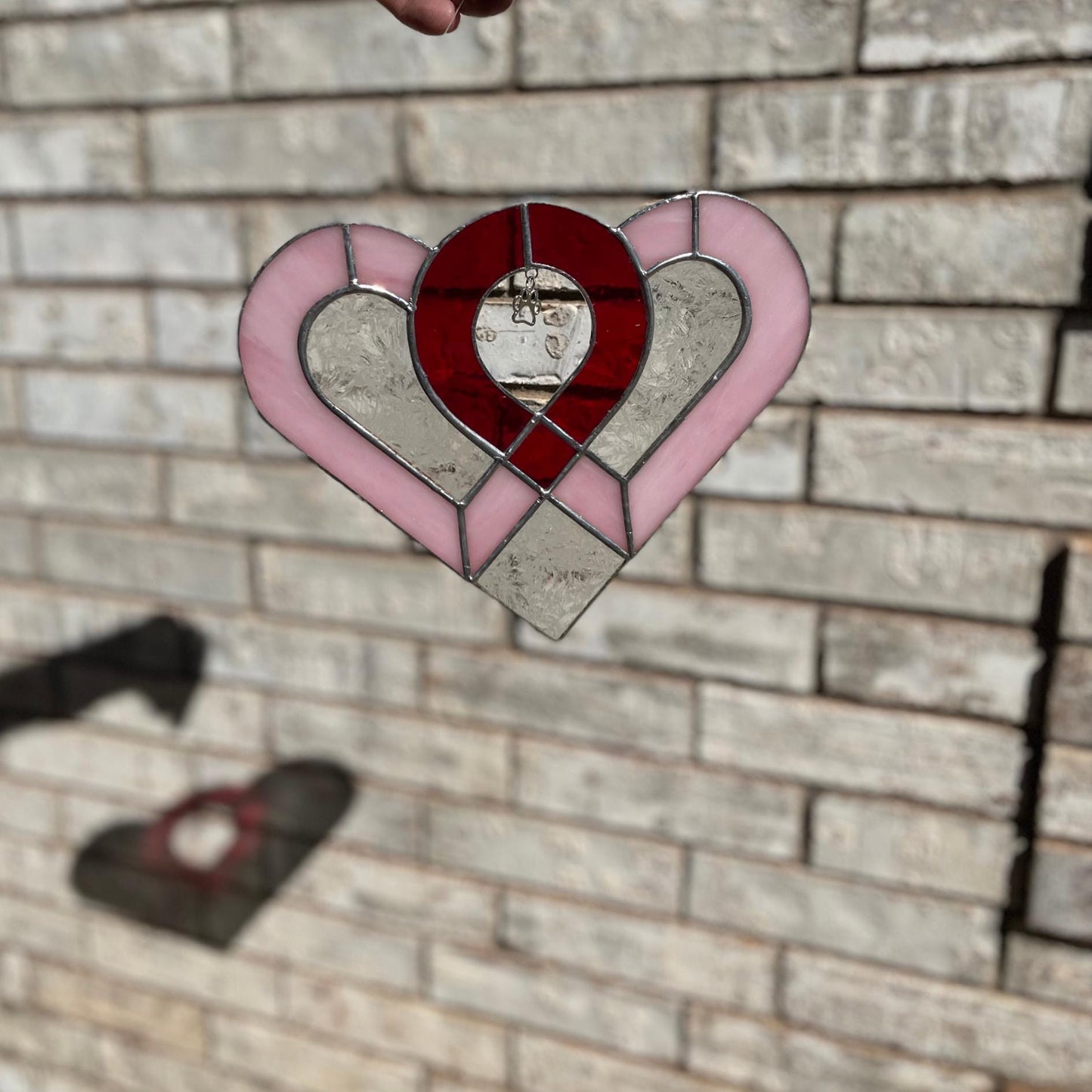 Heart Paw Print Stained Glass | Handmade Pet Memorial Suncatcher | Dog Cat Lover Gift | Paw Charm Window Décor | Pet Loss Gift