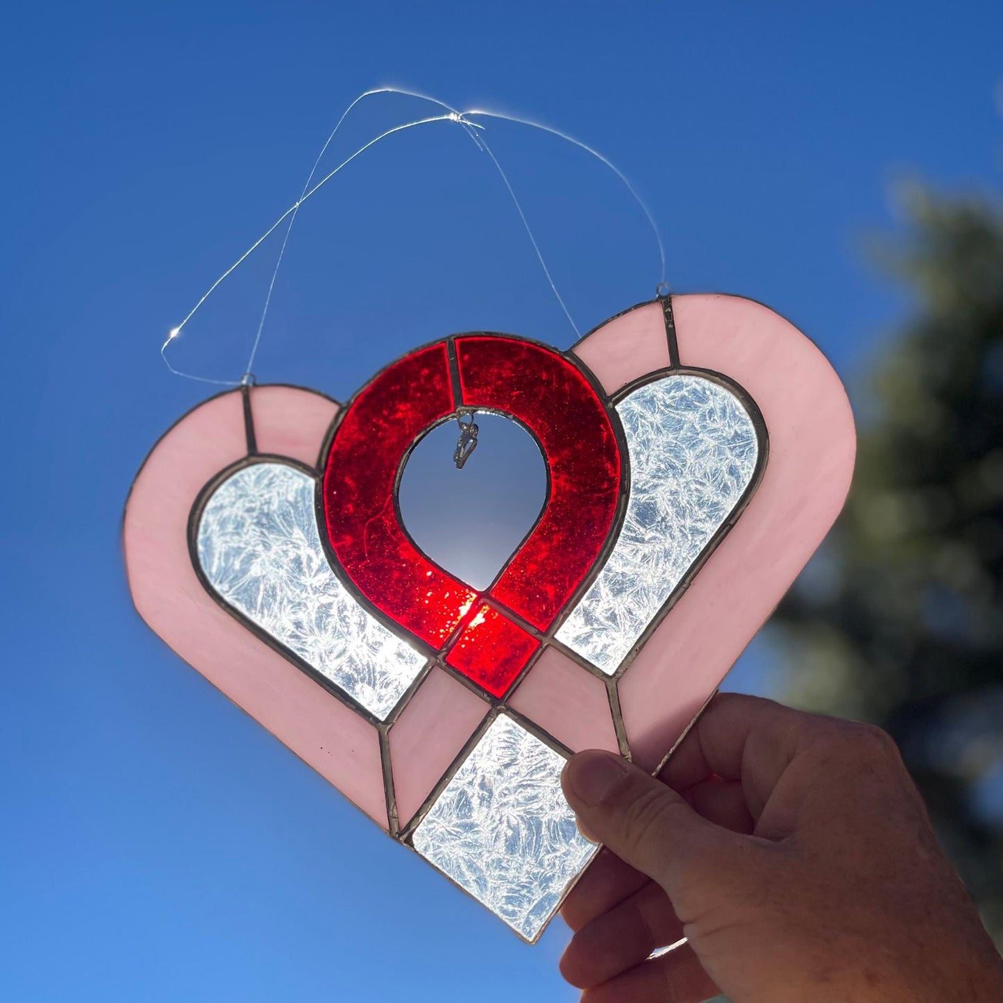 Heart Paw Print Stained Glass | Handmade Pet Memorial Suncatcher | Dog Cat Lover Gift | Paw Charm Window Décor | Pet Loss Gift