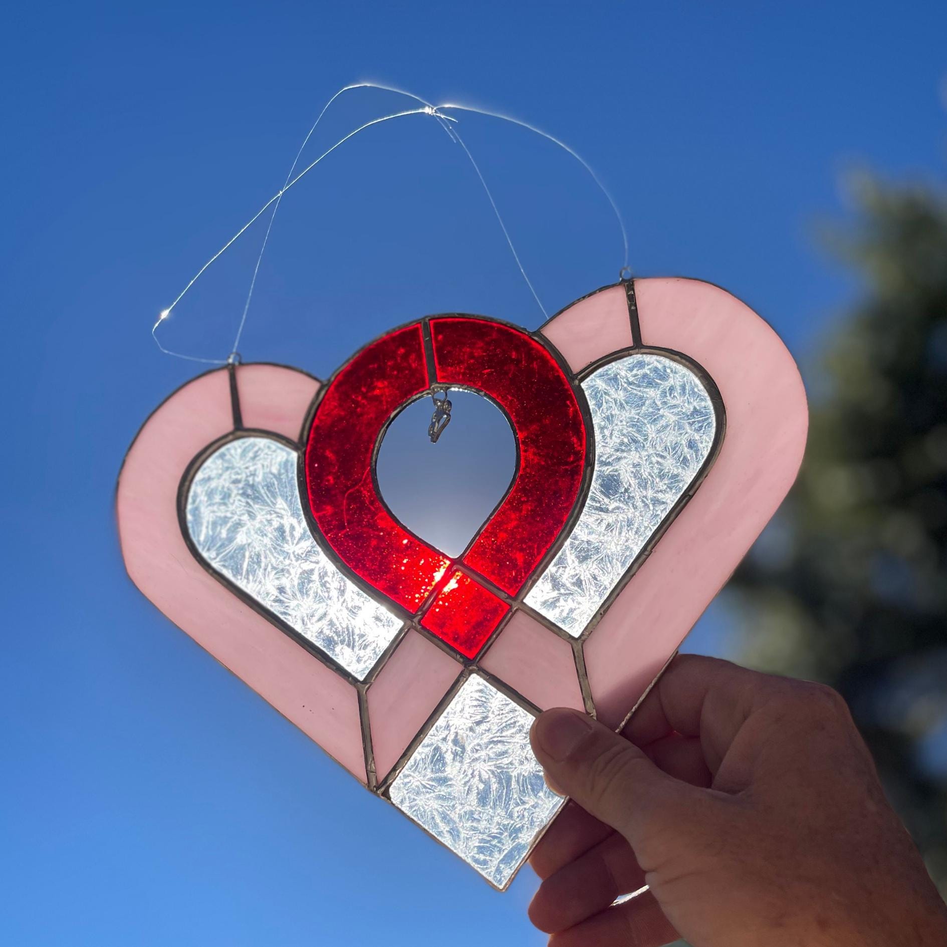 Heart Paw Print Stained Glass | Handmade Pet Memorial Suncatcher | Dog Cat Lover Gift | Paw Charm Window Décor | Pet Loss Gift