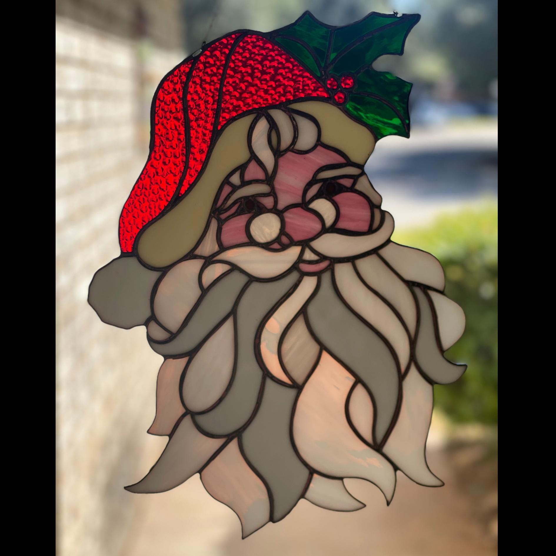Handmade Santa Claus Stained Glass Suncatcher | Christmas Window Art