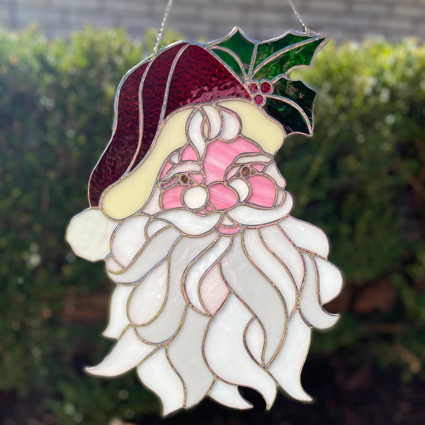 Handmade Santa Claus Stained Glass Suncatcher | Christmas Window Art