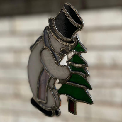 Snowman Stained Glass | Handmade Holiday Suncatcher | Winter Window Décor | Frosty Christmas Gift | Veteran Made