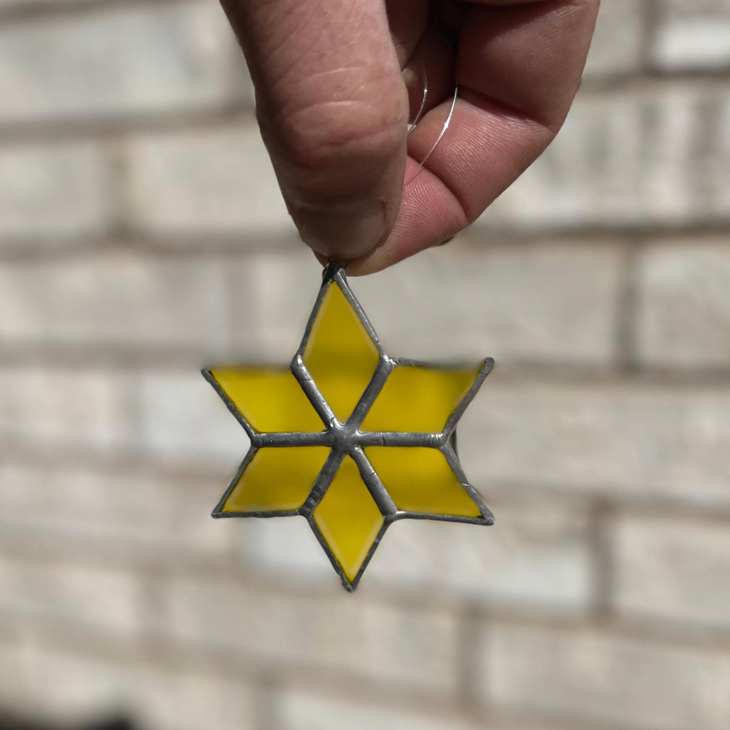 Small Star Ornament Stained Glass | Handmade Yellow Sun Catcher | Holiday Window Décor | Christmas Ornament Gift