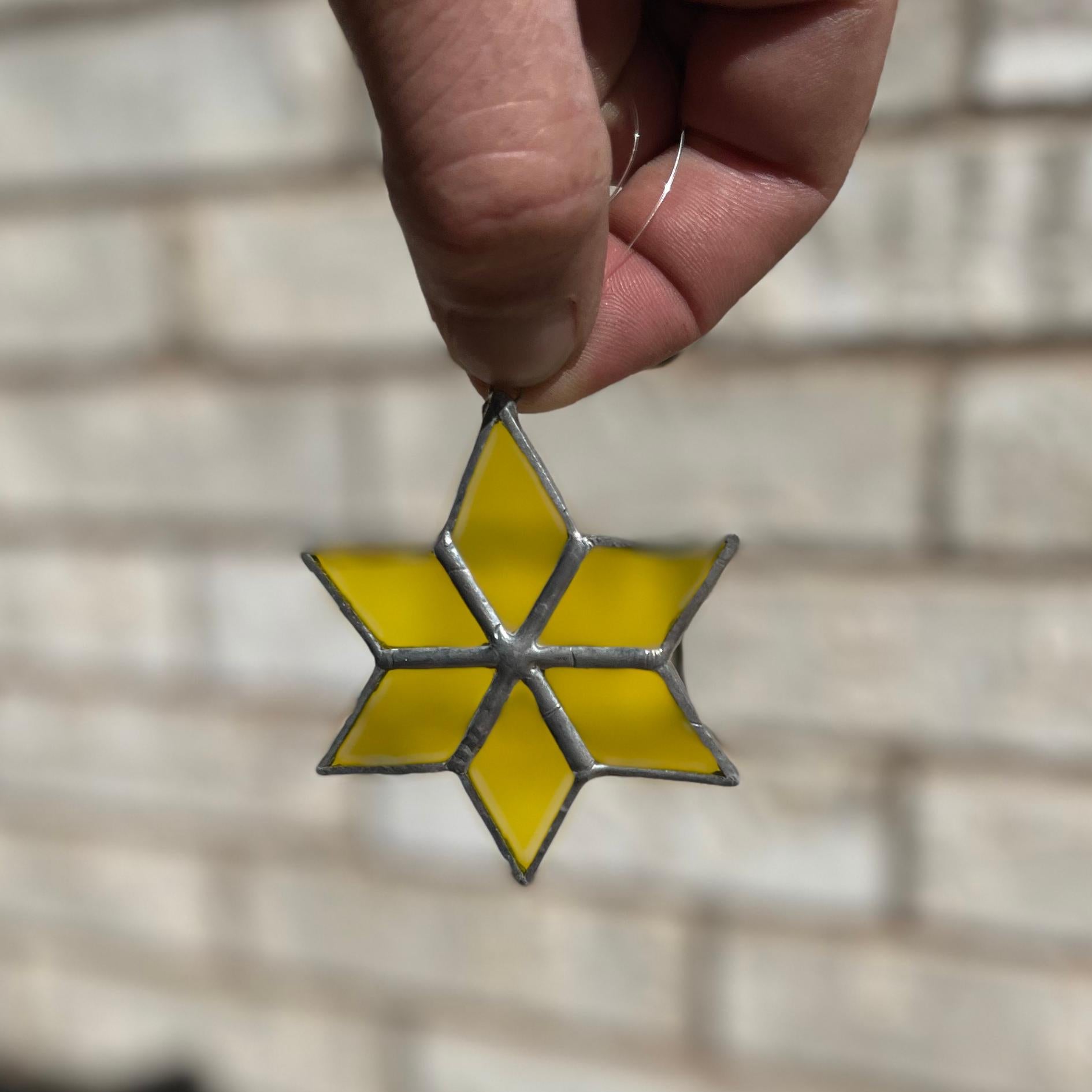 Small Star Ornament Stained Glass | Handmade Yellow Sun Catcher | Holiday Window Décor | Christmas Ornament Gift