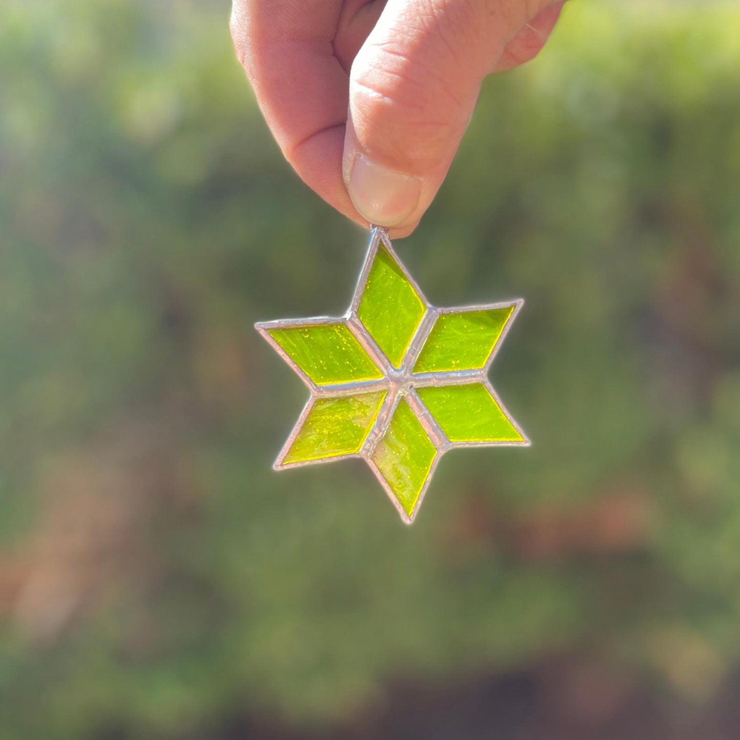 Small Star Ornament Stained Glass | Handmade Yellow Sun Catcher | Holiday Window Décor | Christmas Ornament Gift