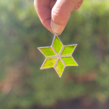 Small Star Ornament Stained Glass | Handmade Yellow Sun Catcher | Holiday Window Décor | Christmas Ornament Gift