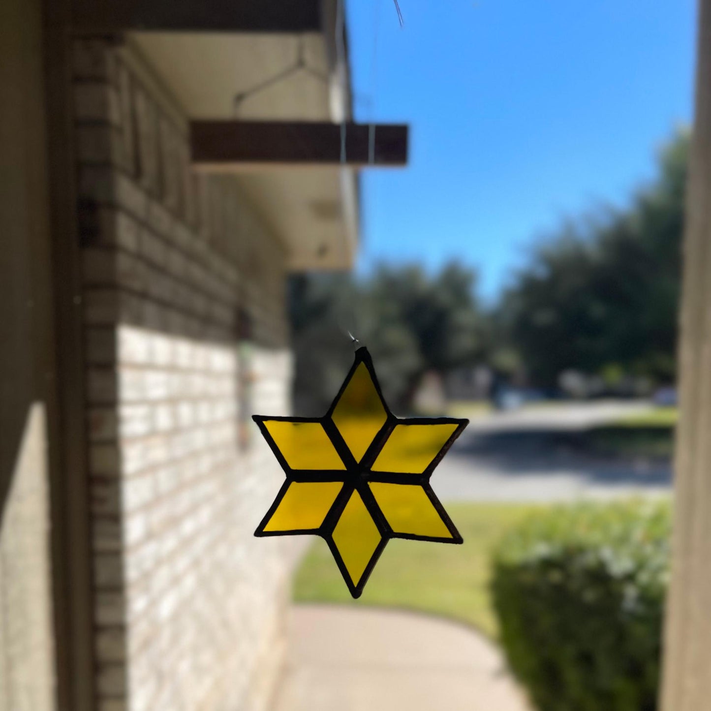 Small Star Ornament Stained Glass | Handmade Yellow Sun Catcher | Holiday Window Décor | Christmas Ornament Gift