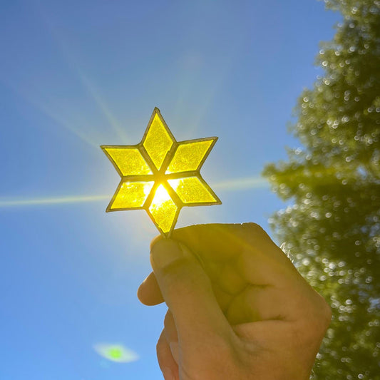 Small Star Ornament Stained Glass | Handmade Yellow Sun Catcher | Holiday Window Décor | Christmas Ornament Gift