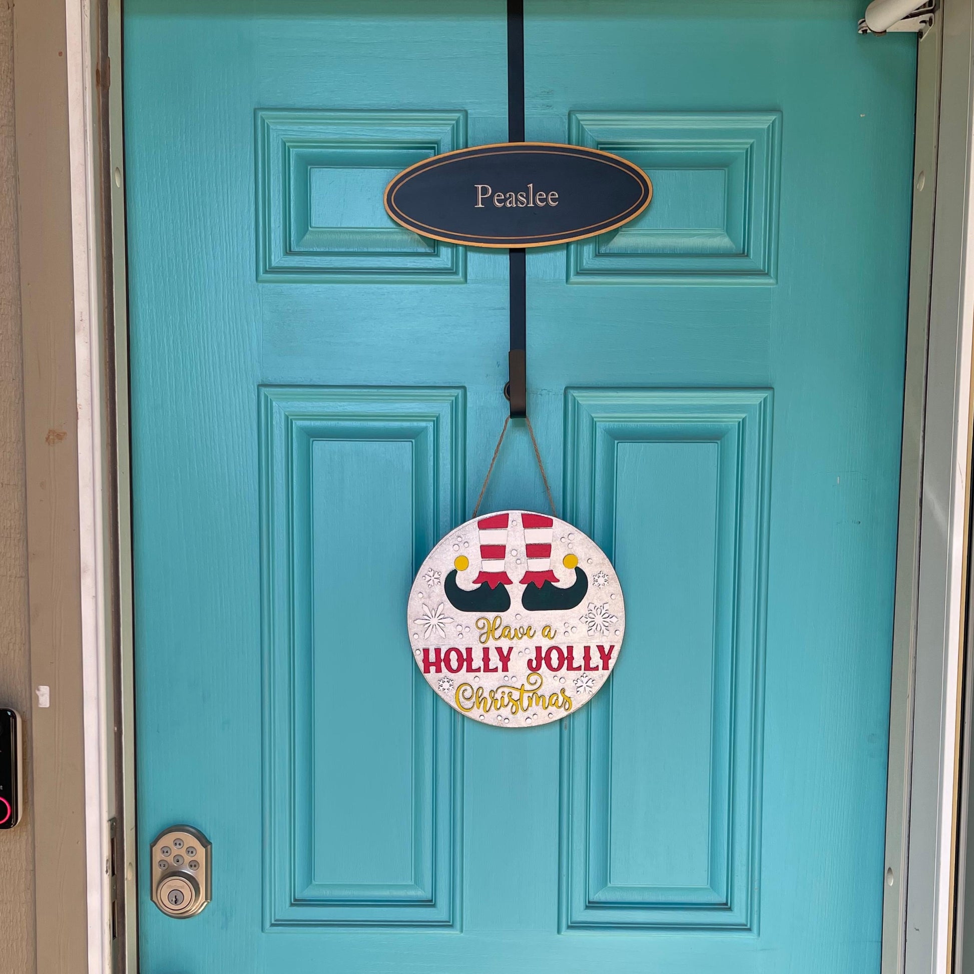 Holly Jolly Elf Door Hanger | Layered Christmas Sign | 3D Wooden Holiday Décor | Handmade Festive Front Door Welcome Gift
