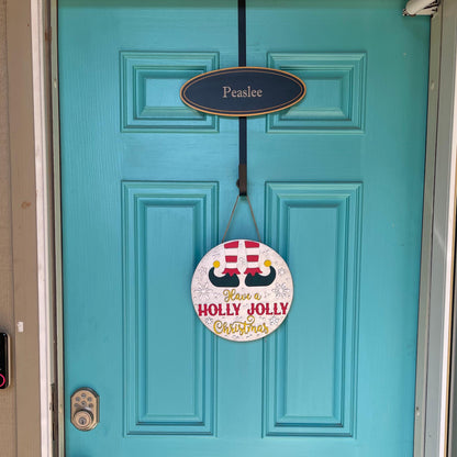 Holly Jolly Elf Door Hanger | Layered Christmas Sign | 3D Wooden Holiday Décor | Handmade Festive Front Door Welcome Gift