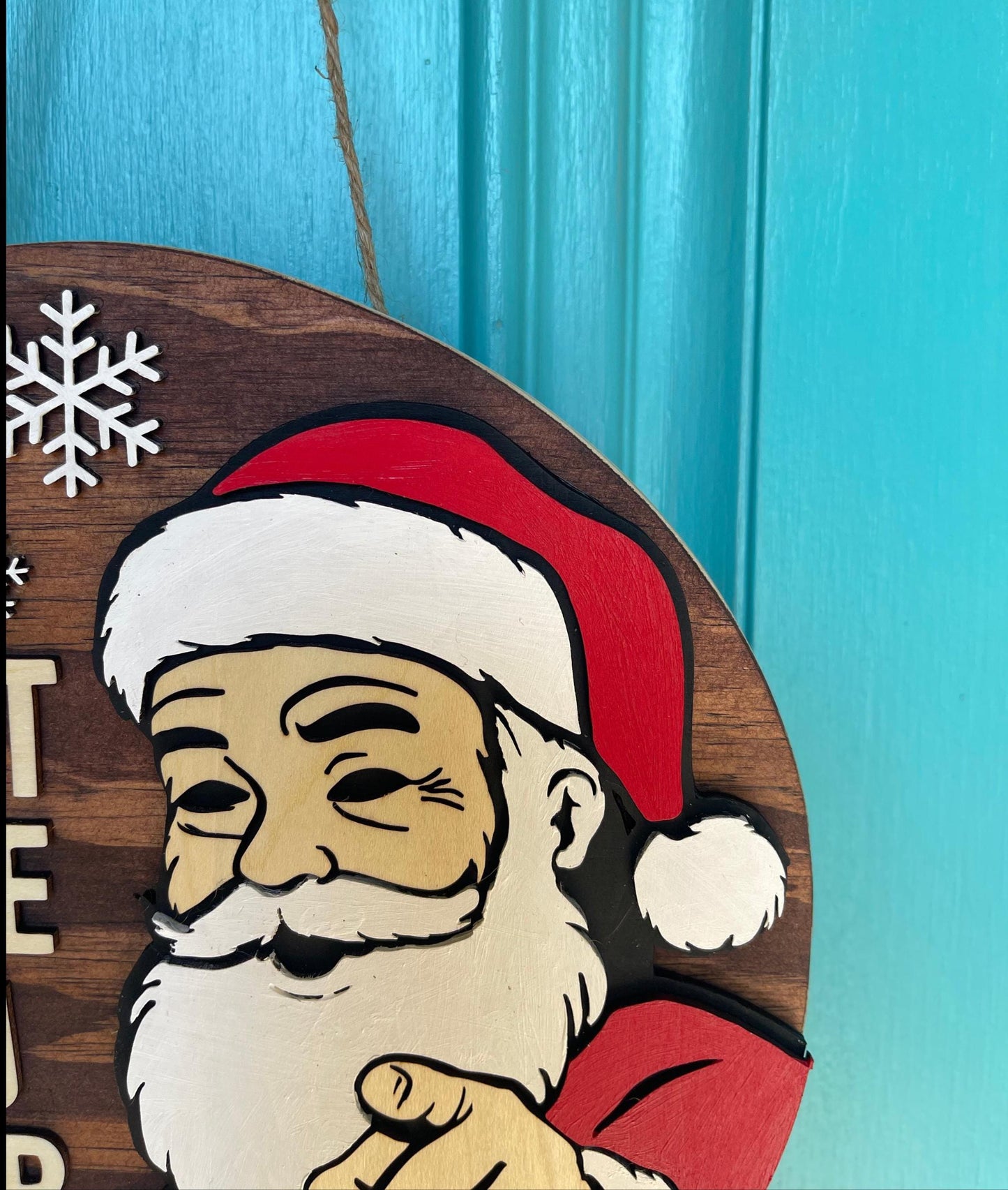 Funny Santa Door Hanger | I Don’t Believe In You Either Sign | 3D Layered Wood Christmas Décor | Handmade Holiday Gift
