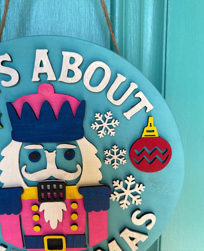 Nuts About Christmas Door Hanger | 3D Nutcracker Wood Sign | Layered Holiday Door Décor | Handmade Festive Gift Idea