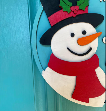 Let It Snow Door Hanger | Layered Snowman Wood Sign | 3D Winter Welcome Décor | Handmade Holiday Front Door Christmas Gift