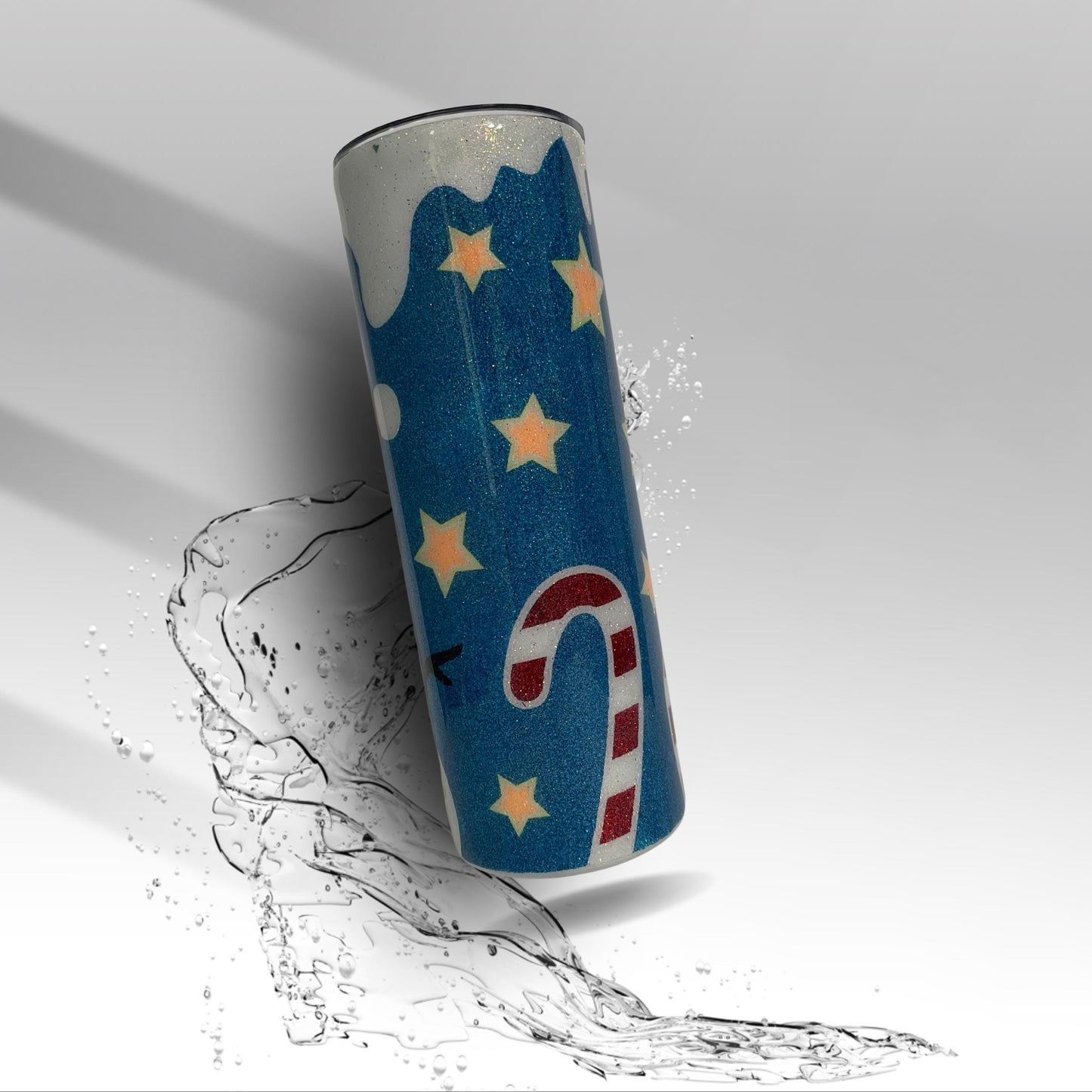 Snowman Scene Tumbler | Christmas Glitter Cup | Custom 20oz 30oz Epoxy Stainless Steel Drinkware | Holiday Hot Cocoa Gift