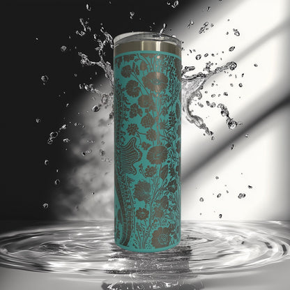 Sea Horse Tumbler • Floral Laser Engraved Cup • Coastal Stainless Steel Tumbler • Beachy Ocean Gift for Her • 20oz or 30oz Drinkware
