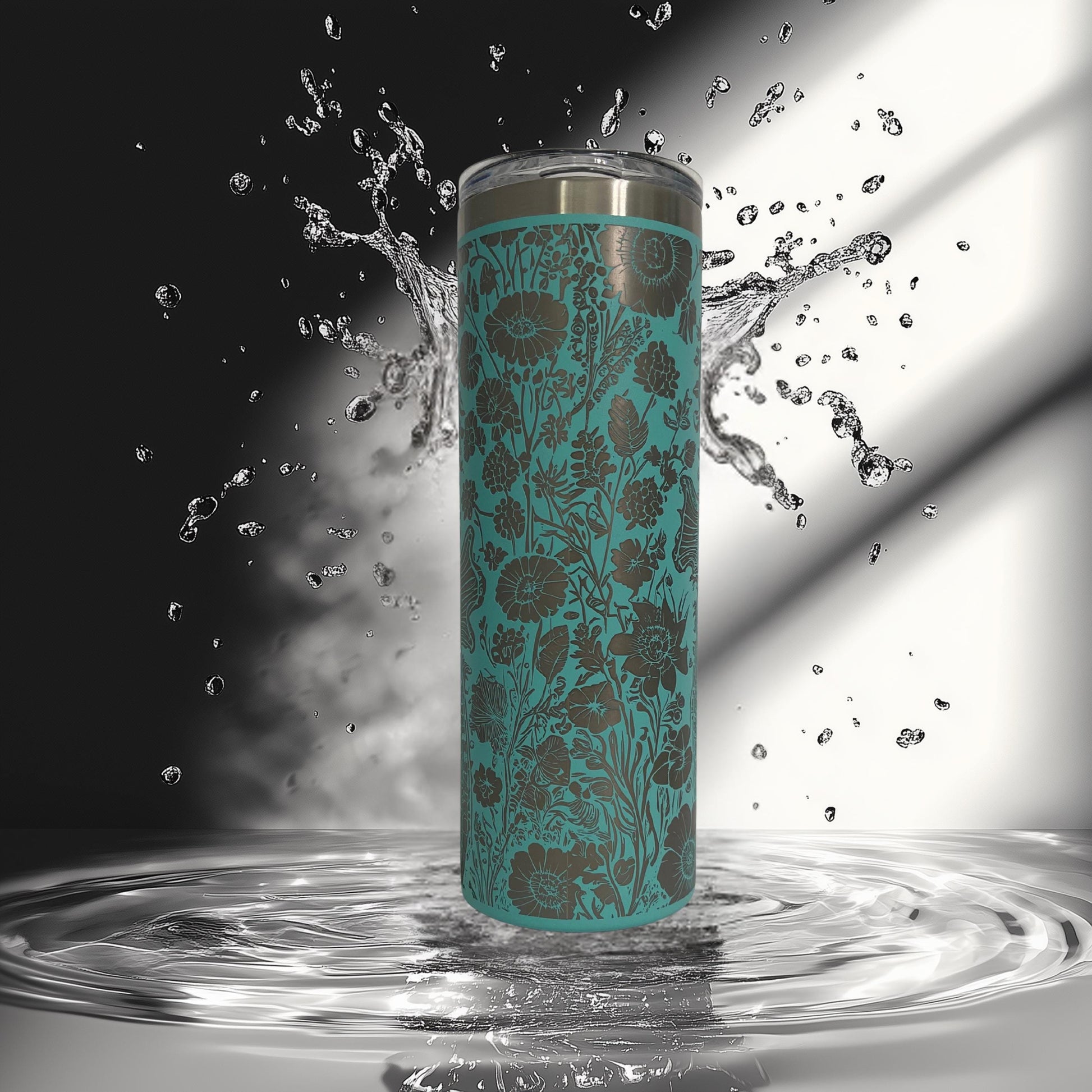 Sea Horse Tumbler • Floral Laser Engraved Cup • Coastal Stainless Steel Tumbler • Beachy Ocean Gift for Her • 20oz or 30oz Drinkware