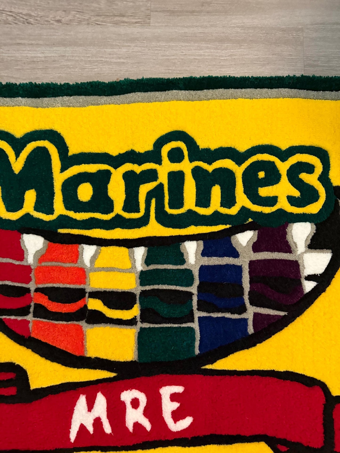 Funny Military Crayon Rug | Veteran Humor Rug | Tactical Decor Rug | Handmade Tufted Rug