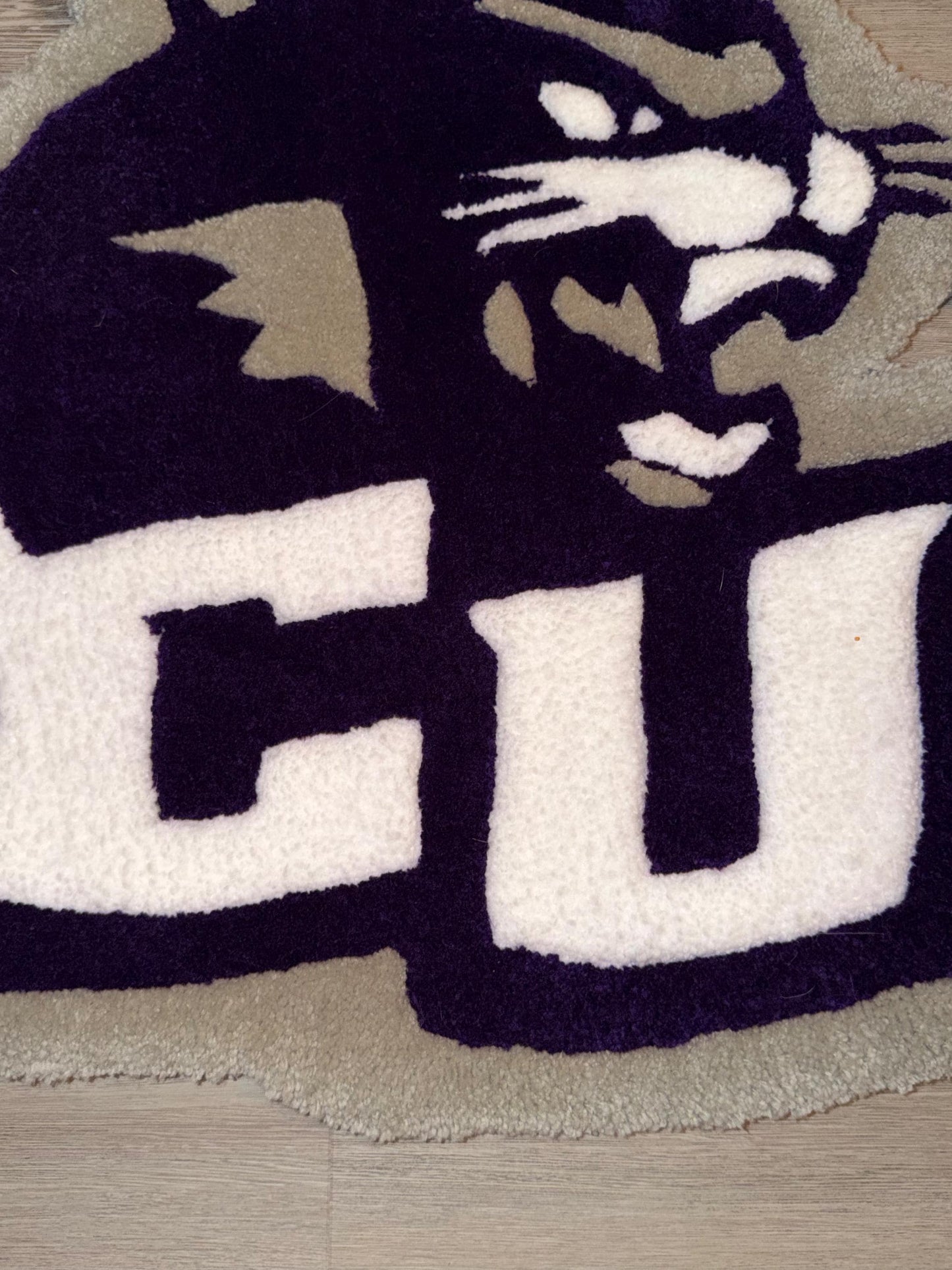 College Mascot Rug | Wildcat Tufted Rug | Custom College Decor | Dorm Room Rug | School Spirit Rug | Handmade Tufted Rug 2x2 3x3 4x4