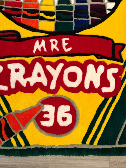 Funny Military Crayon Rug | Veteran Humor Rug | Tactical Decor Rug | Handmade Tufted Rug