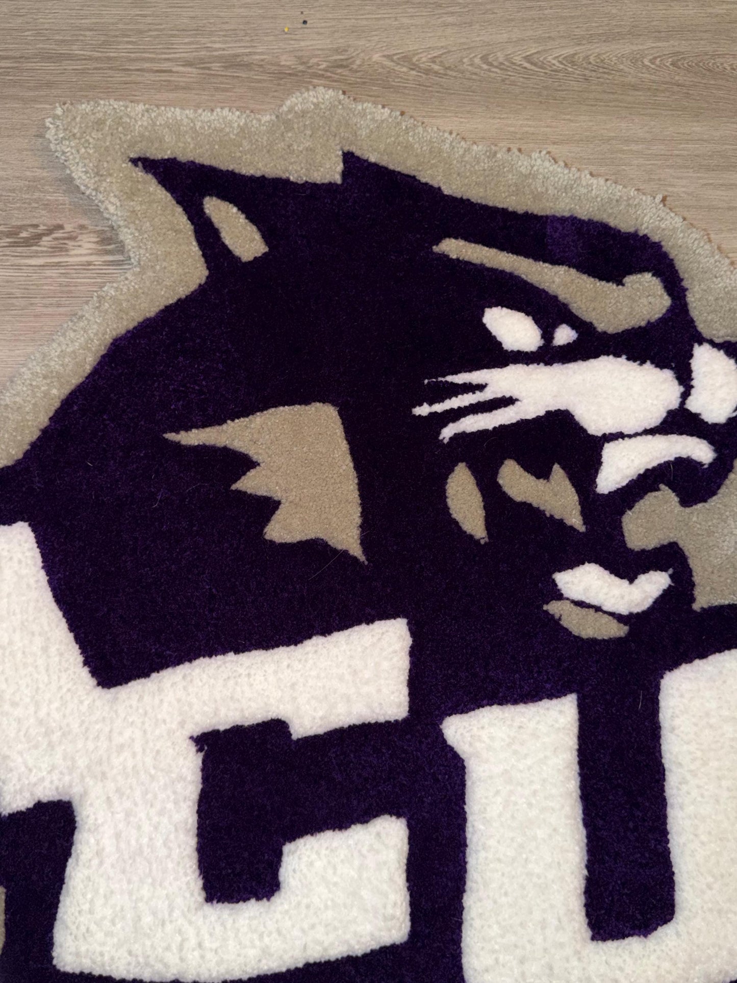 College Mascot Rug | Wildcat Tufted Rug | Custom College Decor | Dorm Room Rug | School Spirit Rug | Handmade Tufted Rug 2x2 3x3 4x4