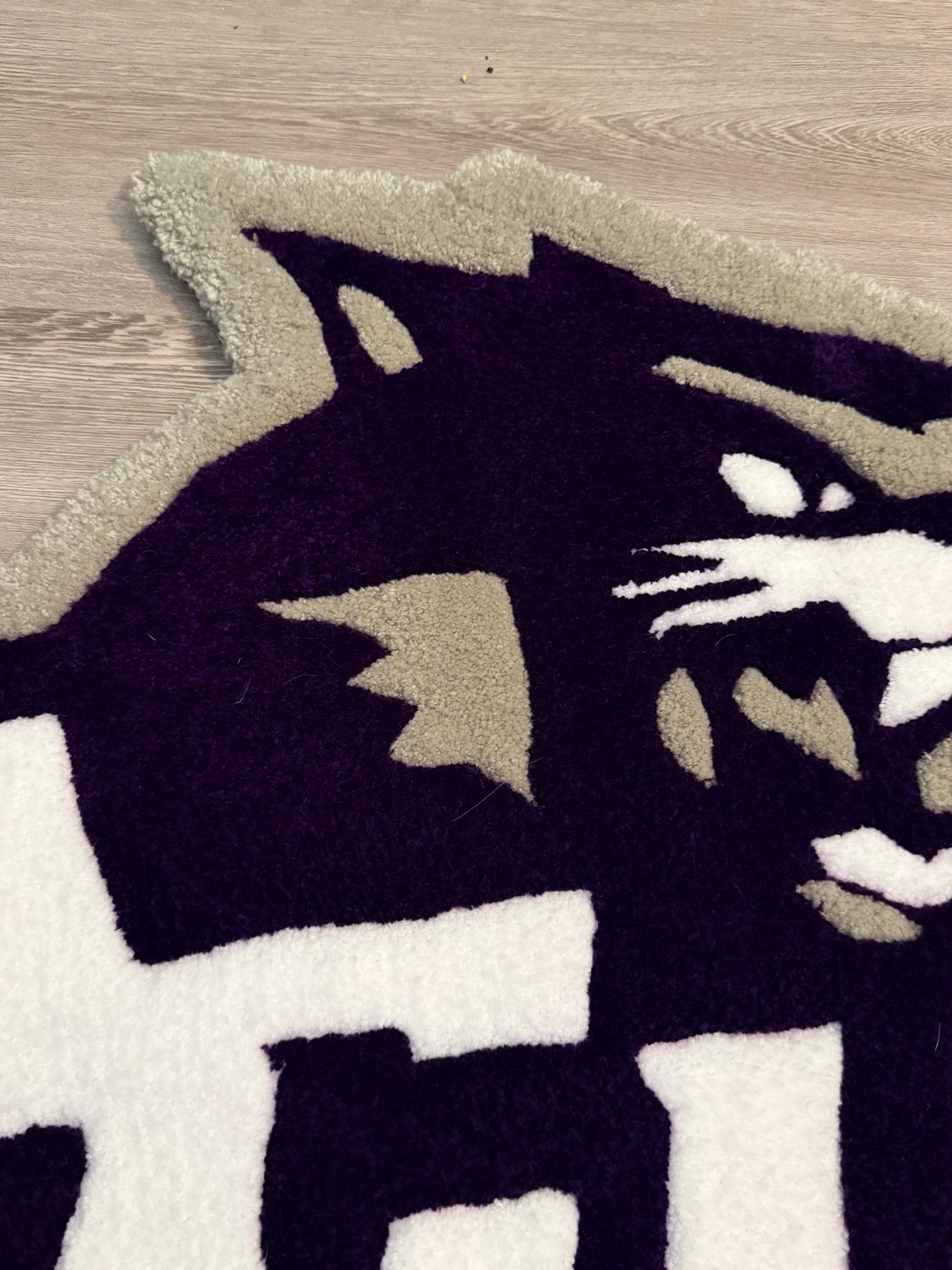 College Mascot Rug | Wildcat Tufted Rug | Custom College Decor | Dorm Room Rug | School Spirit Rug | Handmade Tufted Rug 2x2 3x3 4x4