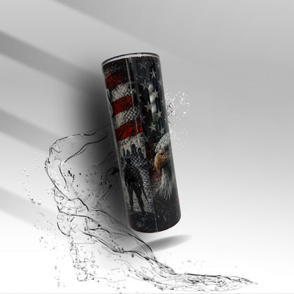 America 250 Years Tumbler | 1776–2026 Patriotic Eagle Soldier Cup | USA Flag Military