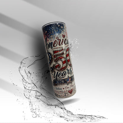 America 250 Years Tumbler | Patriotic Floral USA Cup | Cute Freedom Lover Gift