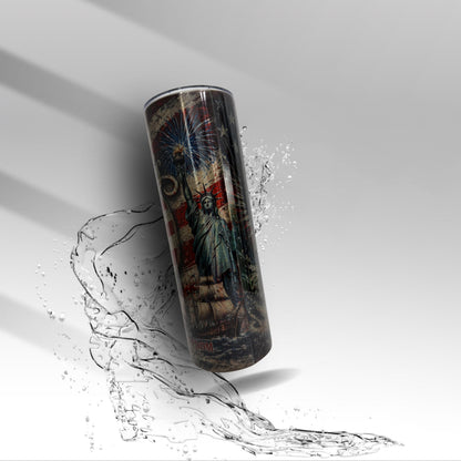 America 250 Years Tumbler | 1776 2026 Patriotic Eagle Cup | Vintage USA Flag Fireworks