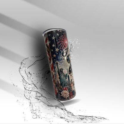America 250 Years Tumbler | Patriotic Floral USA Cup | Cute Freedom Lover Gift