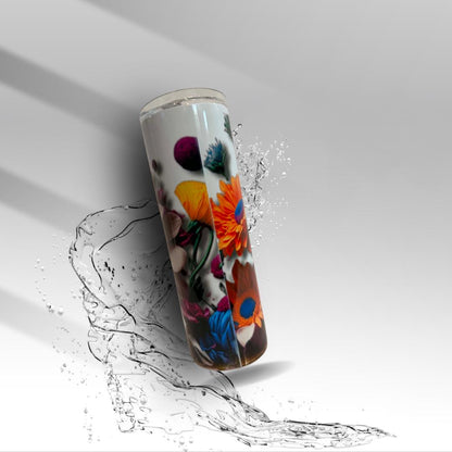 Floral 20 oz Sublimation Tumbler Wildflower Stainless Steel Cup | Handmade Skinny Tumbler | Clearance