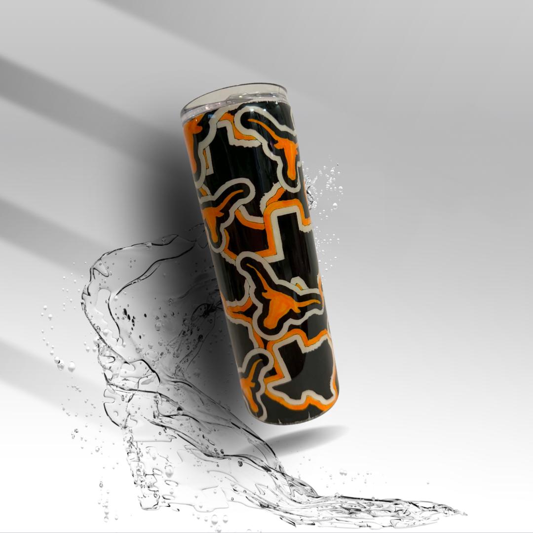 Texas Longhorns 20 oz Epoxy Tumbler | Handmade Stainless Steel Cup | Longhorn Cup | Clearance