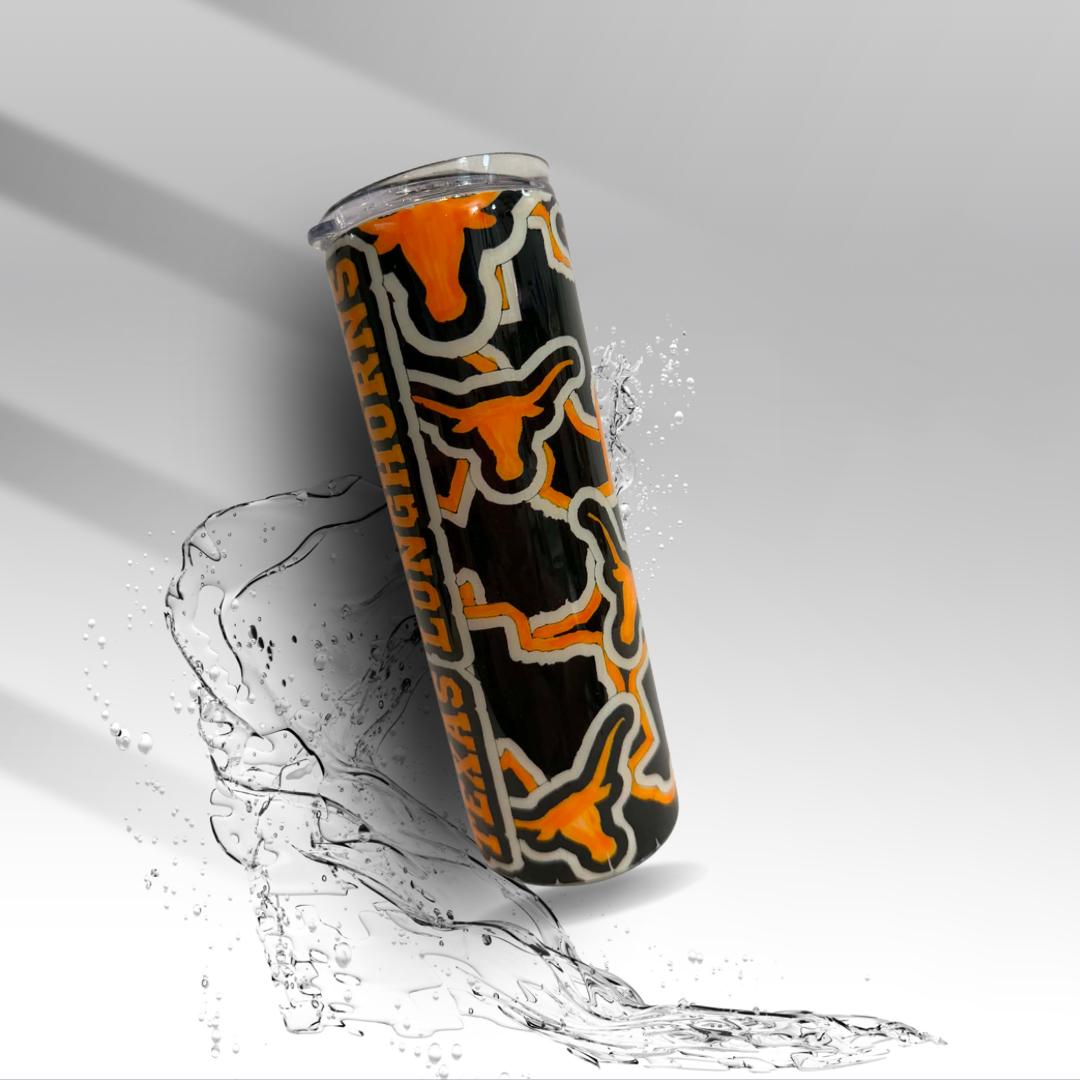 Texas Longhorns 20 oz Epoxy Tumbler | Handmade Stainless Steel Cup | Longhorn Cup | Clearance
