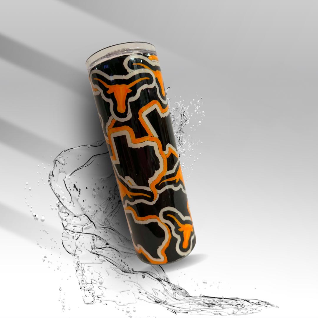 Texas Longhorns 20 oz Epoxy Tumbler | Handmade Stainless Steel Cup | Longhorn Cup | Clearance