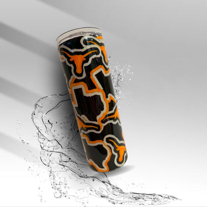 Texas Longhorns 20 oz Epoxy Tumbler | Handmade Stainless Steel Cup | Longhorn Cup | Clearance