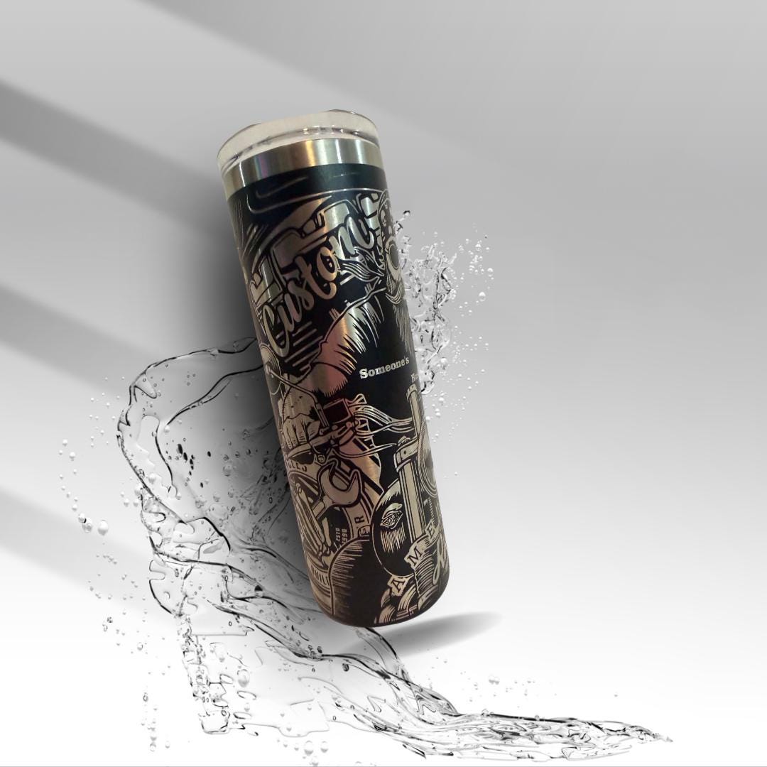 Engraved Motorcycle Rider 20 oz Laser Tumbler | Biker Gift | Husband Gift | Stainless Steel Insulated Cup | Clearance