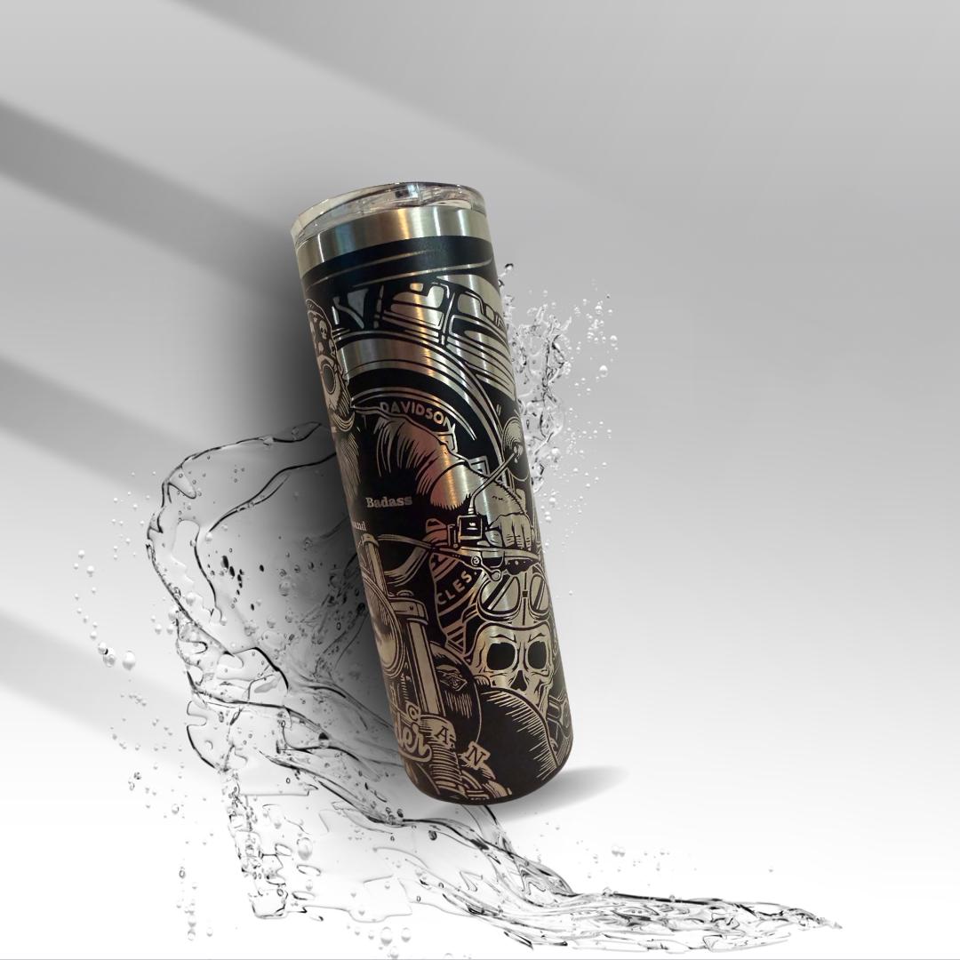 Engraved Motorcycle Rider 20 oz Laser Tumbler | Biker Gift | Husband Gift | Stainless Steel Insulated Cup | Clearance