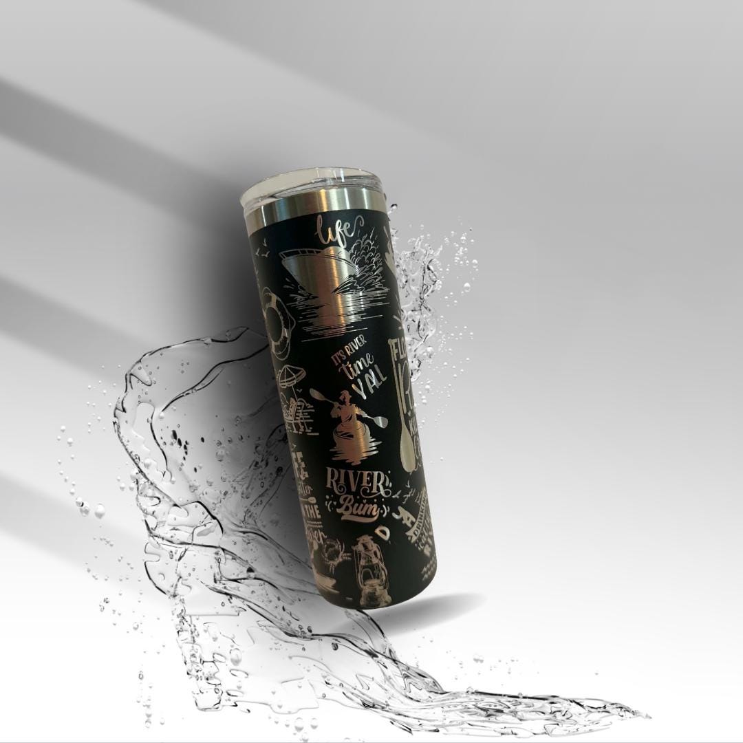 River Life Laser Engraved Tumbler | 20 oz Stainless Steel Travel Cup | River Floating Gift | Clearance