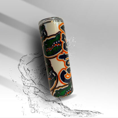 Florida Gators Hand-Painted Epoxy Tumbler | 20 oz Glitter Stainless Steel Cup | University Fan Gift | Clearance