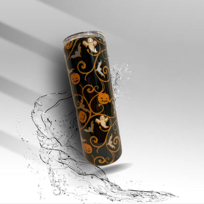 Halloween Glitter Epoxy Tumbler | 20 oz Ghost Pumpkin Bat Stainless Steel Cup | Spooky Fall Drinkware | Clearance