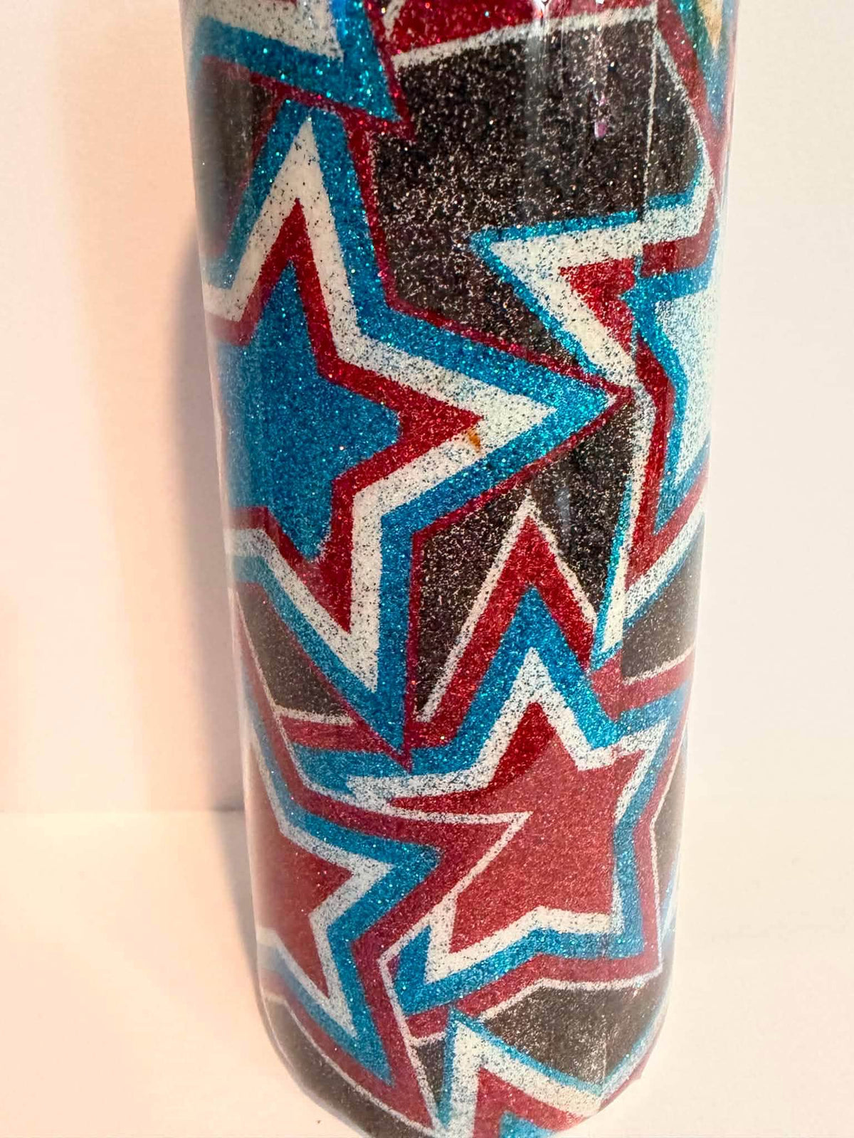 Red, White & Blue Glitter Stars Epoxy Tumbler | Handmade Patriotic Tumbler | Clearance