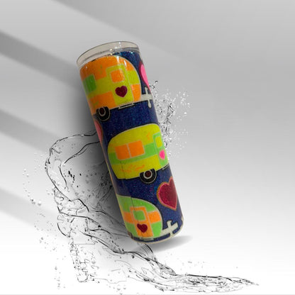 Retro Camper Epoxy Glitter Tumbler Vintage Camper 20 oz Skinny Cup | Clearance