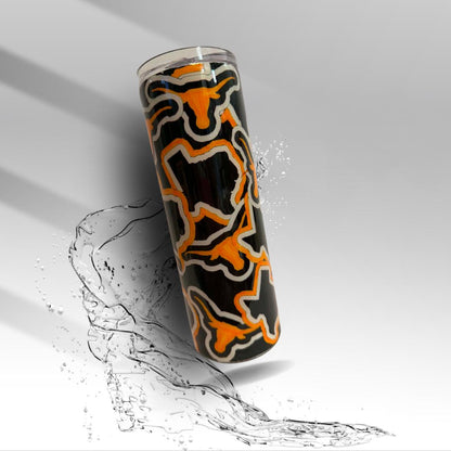 Texas Longhorns 20 oz Epoxy Tumbler | Handmade Stainless Steel Cup | Longhorn Cup | Clearance