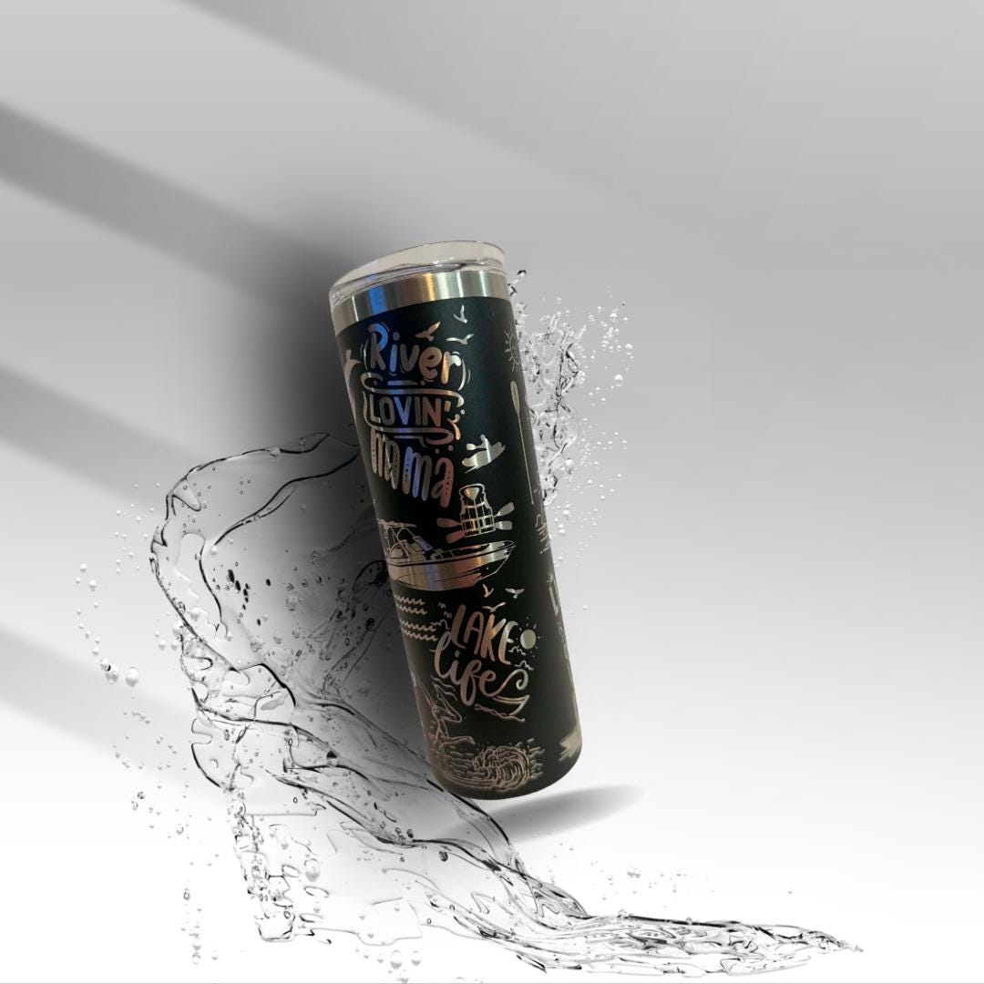 River Life Laser Engraved Tumbler | 20 oz Stainless Steel Travel Cup | River Floating Gift | Clearance