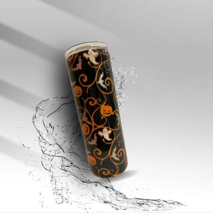 Halloween Glitter Epoxy Tumbler | 20 oz Ghost Pumpkin Bat Stainless Steel Cup | Spooky Fall Drinkware | Clearance