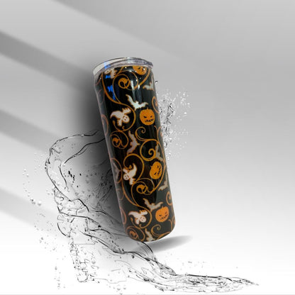 Halloween Glitter Epoxy Tumbler | 20 oz Ghost Pumpkin Bat Stainless Steel Cup | Spooky Fall Drinkware | Clearance
