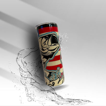 Patriotic Bass Fishing Hand-Painted Epoxy Tumbler | 20 oz Fishing Cup | American Flag Fisherman Gift | Clearance