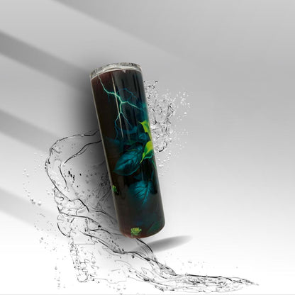 Storm Rose 30 oz Sublimation Tumbler | Gothic Yellow Rose Travel Mug | Lightning Floral Skinny Cup | Clearance